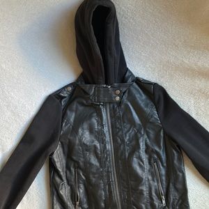 Jacket, vegan leather/sweatshirt material